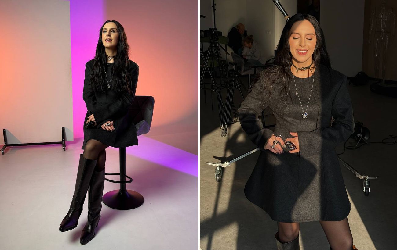 Коротка чорна сукня та чоботи-труби: стильний образ Джамали